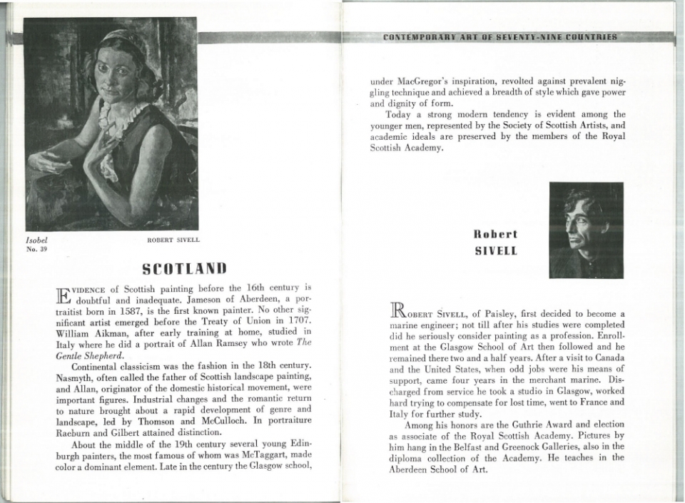 Contemporary Art of 79 Countries, 1939 Exhibition Catalog pages
