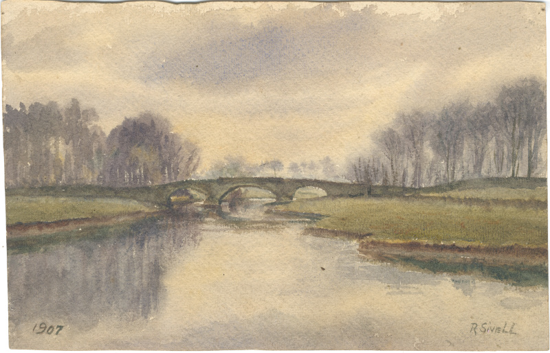 Watercolor of bridge (location unknown) Sivell 1907